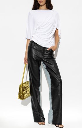 CHRISTOPHER ESBER Jeans With Leather Front, Womens, Black