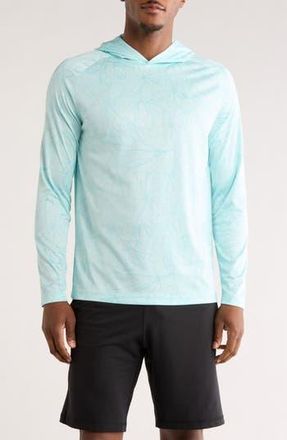 Hurley Floral Lines UPF 50+ Long Sleeve Hooded Swim Shirt in Blizzard at Nordstrom Rack, Size X-Large