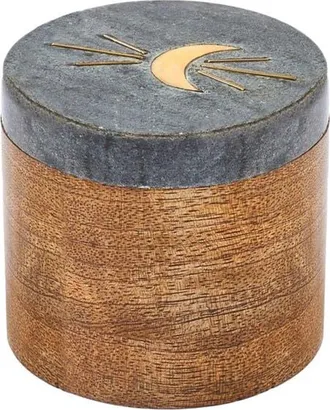 Matr Boomie Indukala Moon Phase Round Keepsake Box - Black Marble, Wood, Brass in Black/gold at Nordstrom