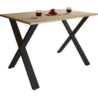 ebuy24 Mesa De Comedor De Madera Vcm Premium Al. 76 X An. 140 X P. 80 Cm Mesa De Comedor De Cocina Mesa Xona X (plata / Roble De Miel)