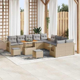 vidaXL Conjunto De Sof&aacute; De Jard&iacute;n 13 Pcs Beige Polirat&aacute;n Vidaxl