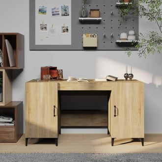 Berkfield Home Desk Sonoma Oak 140x50x75 cm Engineered Wood in Brown | Size: 140 x 50 x 75 cm