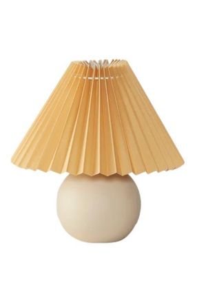 Brightech Serena 10 Ceramic LED Table Lamp with Retro Asian-Inspired Orange Globe Base and Cream Pleated Shade in Beige/cream at Nordstrom