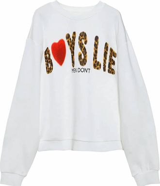 Boys Lie Womens Caitlyn Coded Kara Crewneck Top In White
