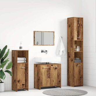 Berkfield Home 4 Piece Bathroom Furniture Set Old Wood Engineered Wood in Brown