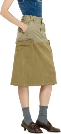 Diesel Cargo midi skirt in cotton and nylon - Skirts - Woman - Green