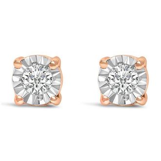 House of Brilliance Silver 1/10 Cttw Lab Grown Diamond Miracle-Set Stud Earrings in Rose at Nordstrom