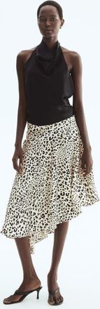 H&M Asymmetric Viscose Skirt in Cream/leopard Print at Nordstrom, Size Xx-Small