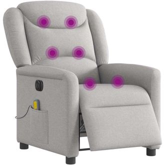vidaXL Sill&oacute;n Reclinable De Masaje El&eacute;ctrico Tela Gris Nube Vidaxl