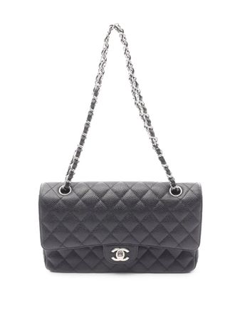 Chanel Borsa a spalla Classic Double Flap media in pelle Caviar 2018 - Nero