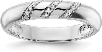 Diamond2Deal 14k White Gold Lab Grown Diamond Wedding Band Ring 0.075Ct Clarity- VS Color- G-H