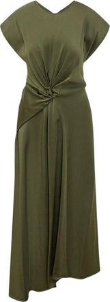 Victoria Beckham Green V Neck Midi Dress