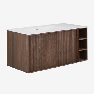 Sklum Conjunto De Mueble De Ba&ntilde;o 100x50 Cm Suspendido En Madera Con Lavabo Integrado Endika Sklum