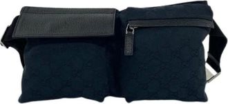 Gucci Pre-owned GG Canvas Leren Heuptas - Dames - Vintage Heuptassen - Zwart - ONE Size - Leer - Vintage