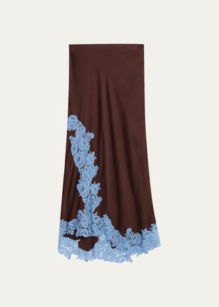 A.L.C. Olivia Crepe and Lace Midi Skirt
