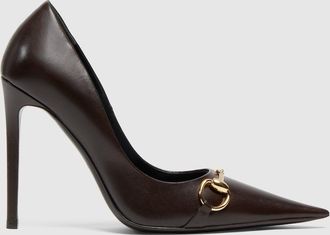 Gucci Womens Donna Pump, Brown, Leather
