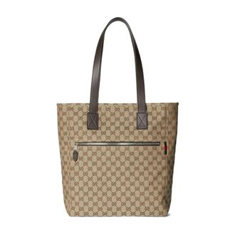 Gucci GG Canvas Medium Tote Bag - Heren - Shoppers - Beige - ONE Size - Nylon - Tassen