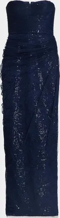 Theia Mal Beaded Lace Strapless Gown