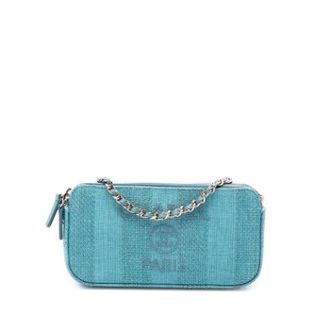 Chanel Pre-owned Deauville Double Zip Clutch - Dames - Pre-owned - Blauw - Maat: ONE Size