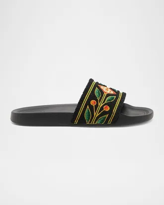 Casablanca Men & apos;s Embroidered Terry Slides