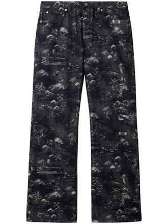 Off-white Fresco jeans met jacquard - Blauw