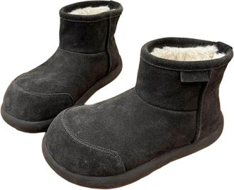 Generic YUJIEBB Winter Wide Toe and Plush Warm Womens Snow Boots Waterproof and Anti Slip Thick Cotton Boots Big Head Casual Black