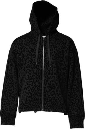 Dolce & Gabbana Zwarte Luipaard Volledige Rits Hoodie Trui - Heren - Vesten met rits - Zwart - XL - Katoen - Hoodies & sweatvesten
