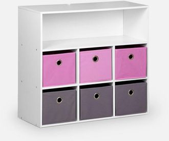 Sweeek Sweeek - Mueble Infantil Con 6 Cestas, Camille, Rosa, 76.2x29.5x70 Cm
