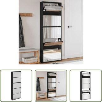 vidaXL vidaXL Scarpiera da ingresso - Scarpiera con Specchio a 5 Livelli Nera 63x17x169,5 cm