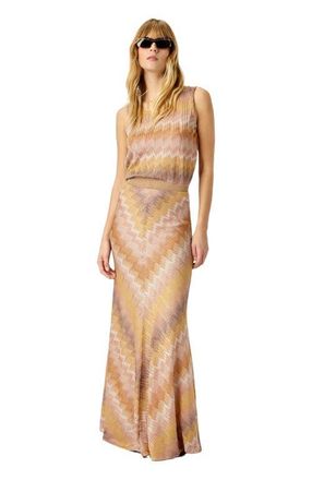 Missoni Viscose Lam&eacute; Snake-pattern Long Skirt in Gold Multicoloured at Nordstrom, Size 44 It