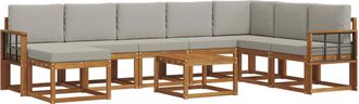 vidaXL Conjunto De Sof&aacute;s De Exterior 9 Uds. Gris Natural Y Claro Vidaxl