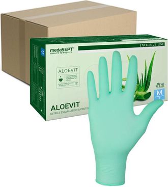 OEM Guantes De Nitrilo M Verde Con Aloe Aloevit Medasept 100 Uds Caja 10 Unidades