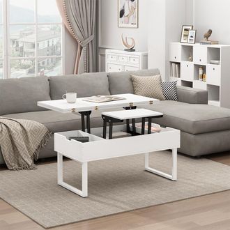 Vicco Mesa De Centro Lifty, Blanco, 100 X 50 Cm Con Funci&oacute;n De Elevaci&oacute;n, Vicco