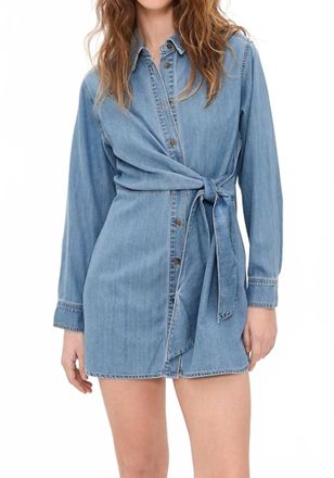 Good American Denim Wrap Shirt Dress In Indigo266