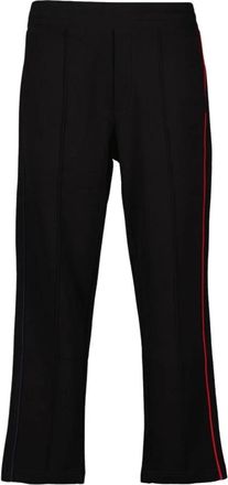 Moncler Joggingbroek Straight Cut met Geborduurd Logo - Heren - Wijde Broeken - Zwart - XL - Katoen - Broeken