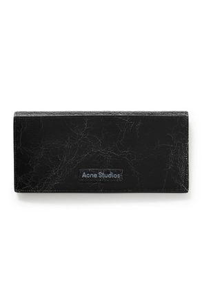 Acne Studios Logo-Print Cracked-Leather Bifold Wallet