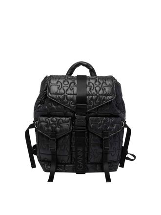 Ganni Black Re-Tech Quilted Backpack