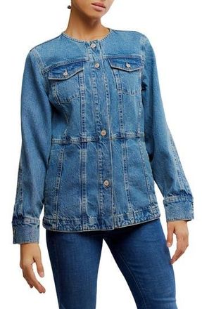 Free People Lula Collarless Denim Jacket in River Blues at Nordstrom Rack, Size Medium