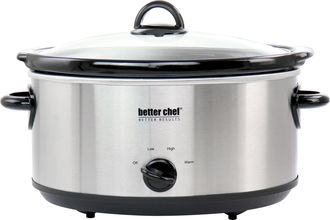 Better Chef 6 Quart Oval Slow Cooker with Removable Stoneware Crock in Stainless Steel
