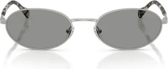 Emporio Armani 54mm Oval Sunglasses in Matte Silver/grey at Nordstrom