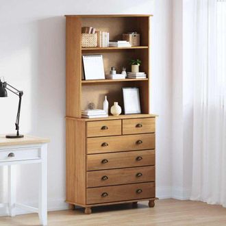 vidaXL Vidaxl - Hutch Con Caj&oacute;n Marr&oacute;n 91 X 40 X 200.5 Cm Madera Maciza De Pino
