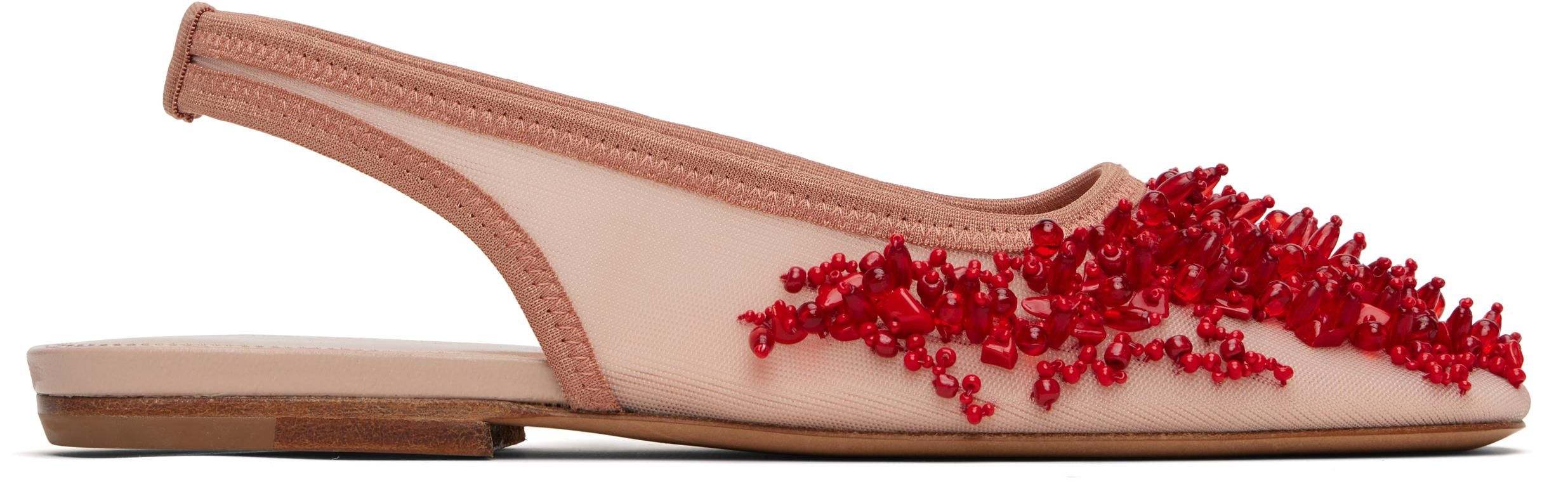 関税送料込Dries Van Noten Embellished Mesh Slingback Flats Dries Van Noten Pink Slingback Embellished Mesh Flats from