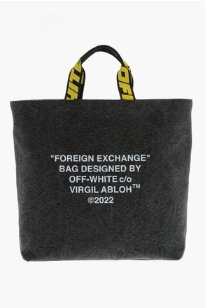 Off-white Denim Tote Bag HARD CORE With Contrasting Print size One Size