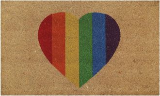 Wecon Home Felpudo de fibra de coco estampado coraz&oacute;n arco&iacute;ris 60x90