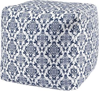 LR Home Lr Home Jaylen Classic Floral Damask Handmade Cotton Ottoman Pouf