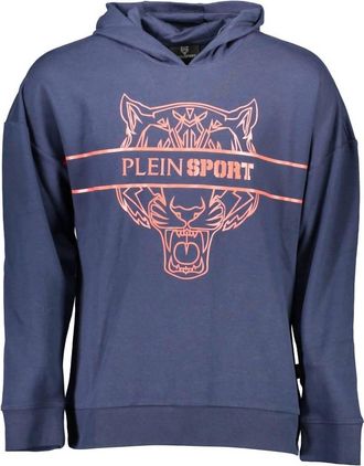 Plein Sport Mens Cotton Pull Over Hoodie In Blue