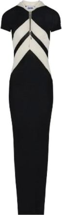 Jean Paul Gaultier Kleedjes, Dames, Zwart, S, Zwarte Gedrukte Spiraalvormige Aansluitende Jurk