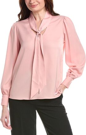 T Tahari Bow Neck Tie Blouse