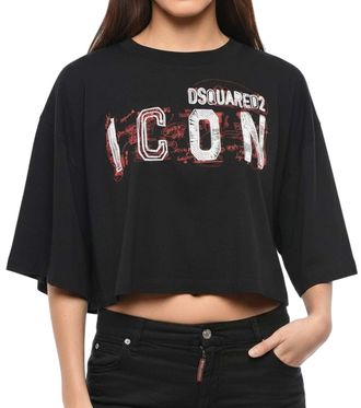 Dsquared2 Black Graphic Crew Neck T-Shirt
