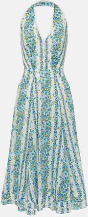 Poupette St Barth Beth floral halterneck cotton midi dress